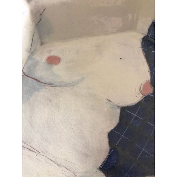 Vtg 1970’s Handmade Extremely Large Women's Nude Upper Body Pottery Bowl - Picture 9 of 10